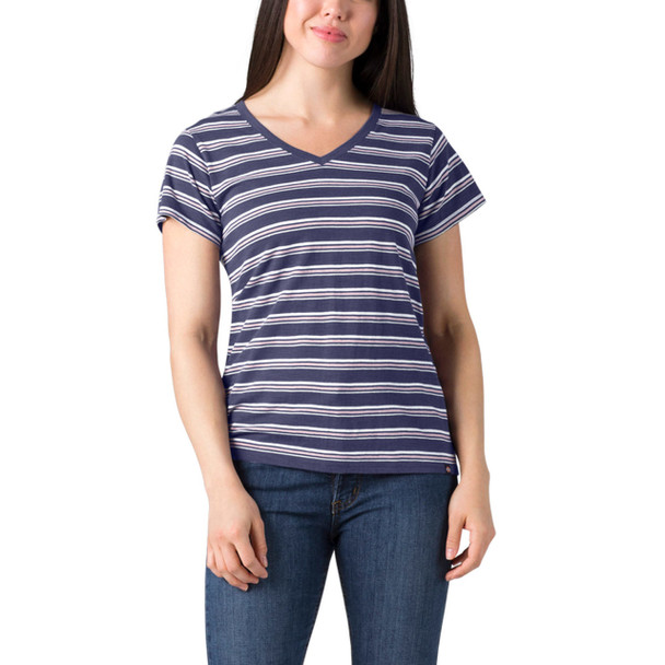 Blue with Stripes Dickies Women's Short Sleeve V-Neck T-Shirt