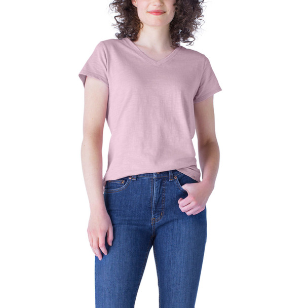 Mauve Dickies Women's Short Sleeve V-Neck T-Shirt