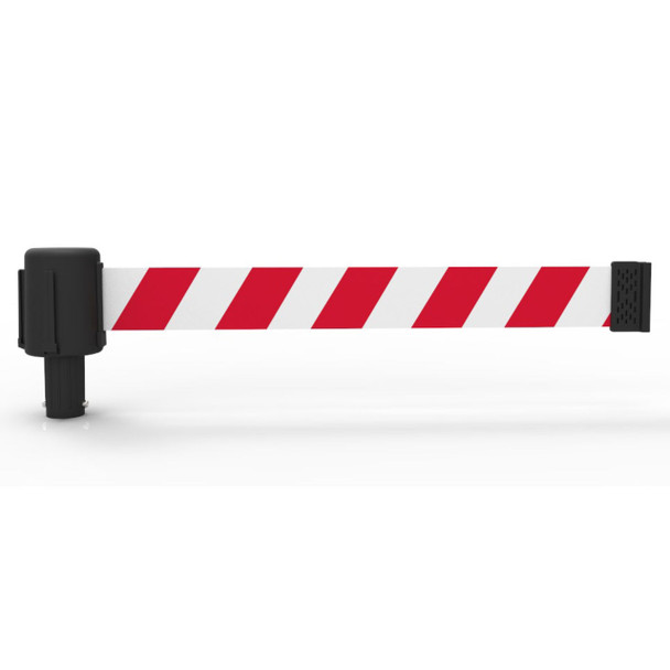Banner Stakes 15' Long Retractable Barrier Belt, Red/White Diagonal Stripe; Pack of 5 - PL4055