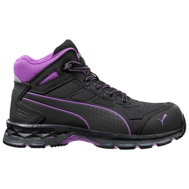 Puma Safety Women's Stepper Mid 2.0 Black & Lavender EH Composite Toe Shoes - 633895