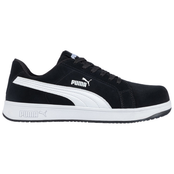 Puma Safety Women's Icon Suede Low Black & White EH Composite Toe Shoes - 640115