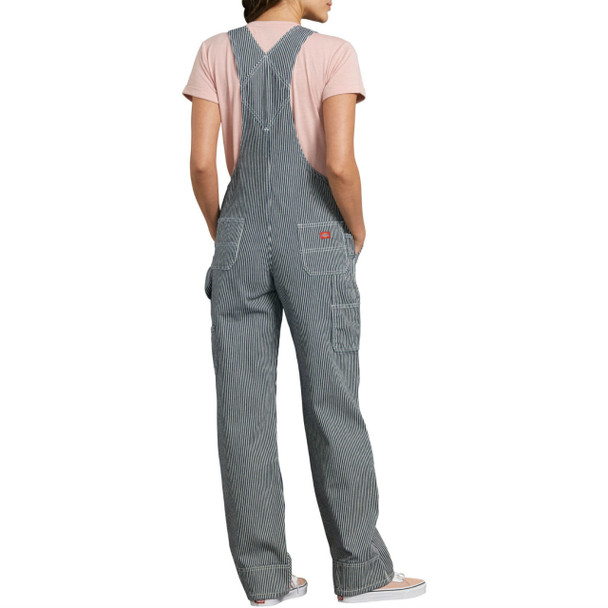Dickies Women's Relaxed Fit Bib Overalls, Blue White Hickory Stripe ...