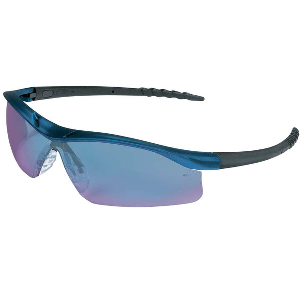 Crews Dallas Safety Glasses with  Blue Metallic Frame and Blue Diamond Lens - DL318B