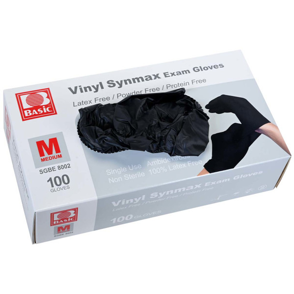 INTCO Synmax Vinyl Black Disposable Gloves - 3 mil - Box of 100 - (M)
