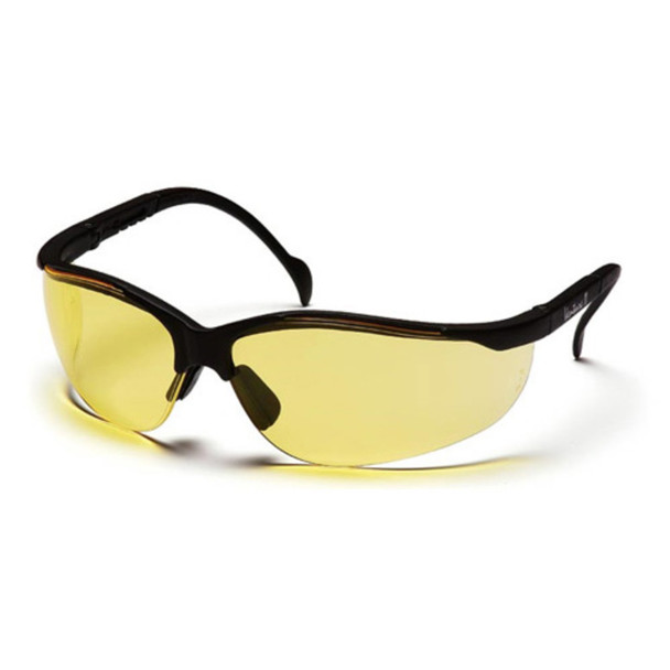 amber Pyramex Venture II Black Frame Safety Glasses w/ Amber Lens