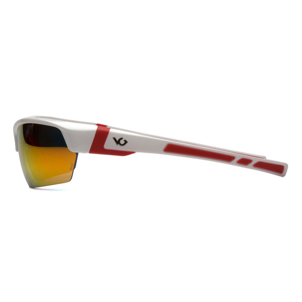 Venture Gear Tensaw Safety Glasses - Sky Red Mirror Anti-Fog Lens - White/Red Frame