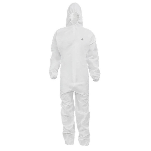 General Electric Disposable Protective Hooded Coveralls, 63 GSM Microporous, White - GW904