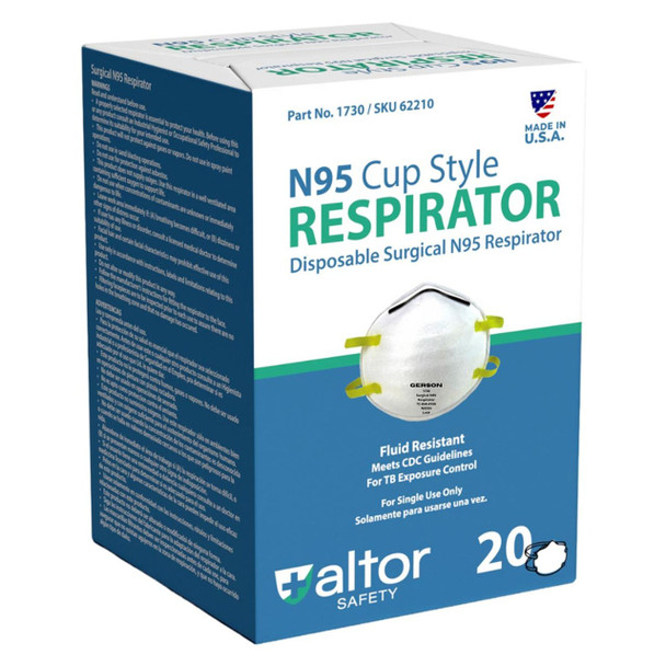 Altor Safety N95 NIOSH Cup Respirator 62210, USA Made - Case of 240