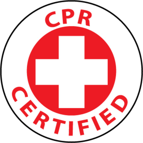 CPR Certified 2" Vinyl Hard Hat Emblem - Single Sticker