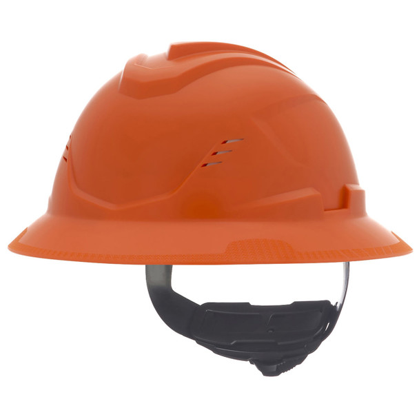 Orange MSA V-Gard C1 Full Brim Vented Hard Hat with Fas-Trac III Suspension