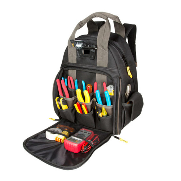 CLC Tech Gear Lighted Tool Backpack Bag - L255