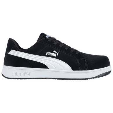 Puma Safety Women's Icon Suede Low Black & White EH Composite Toe Shoes ...