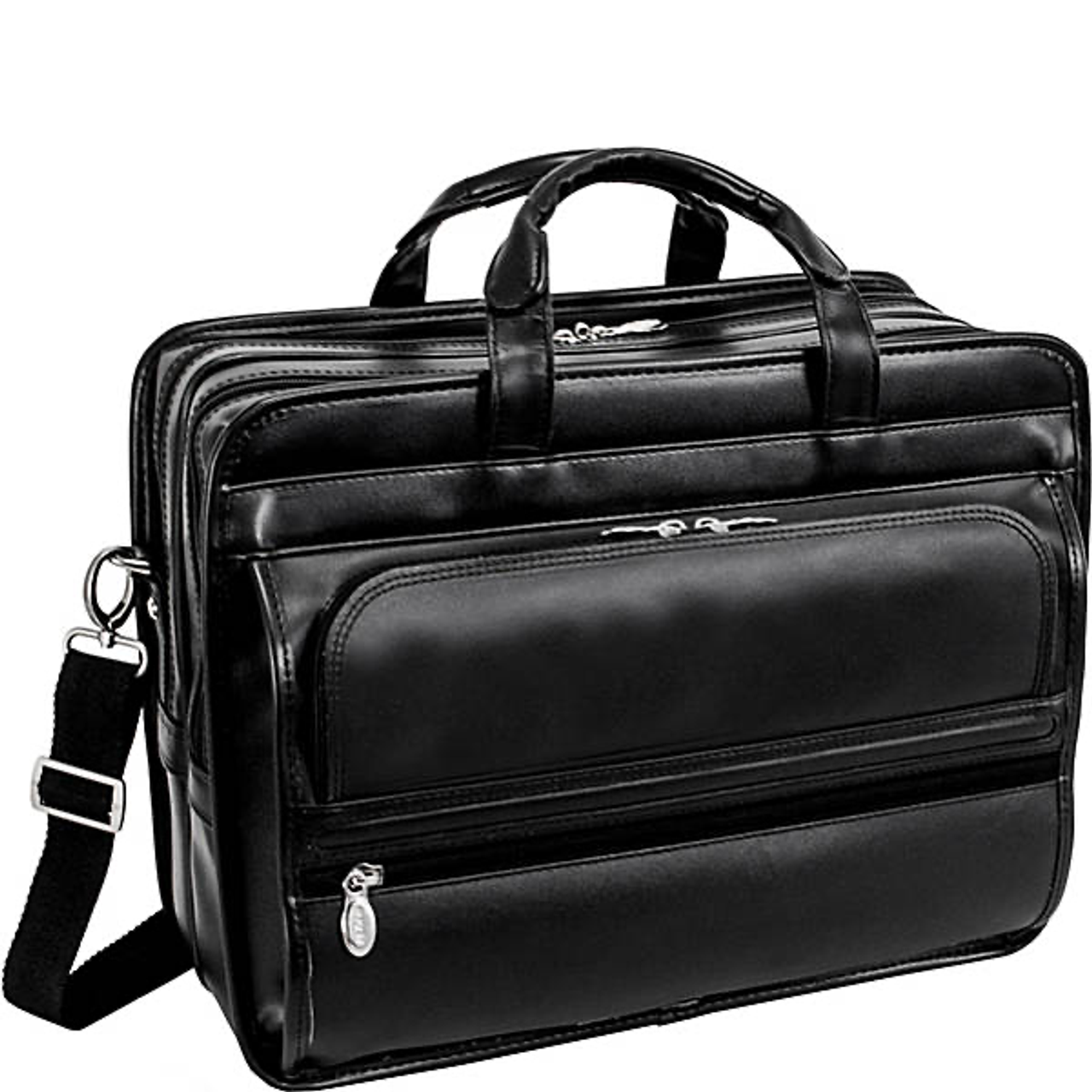 Franklin Covey Leather Computer Tote Bag / Laptop Case - Black