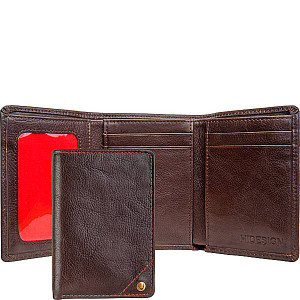 Angle Stitch Leather Slim Trifold Wallet