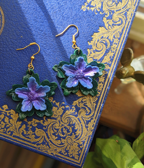 "Kelp" B Morpho Floral Earrings READY TO SHIP 