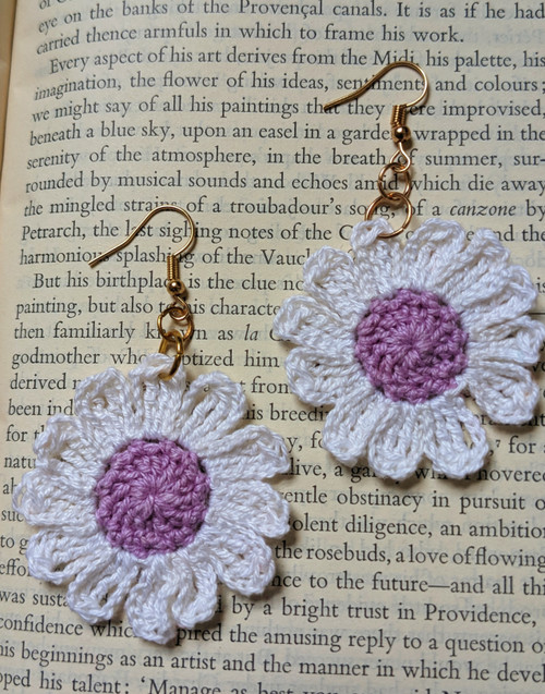 "Lavender Lotion" Sunflowery Earrings 