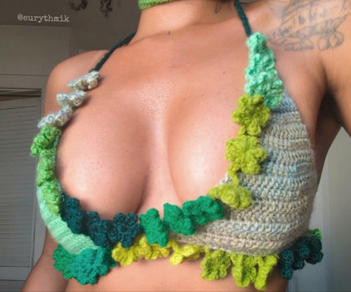 "Poison Ivy" Frilly Flower Top READY TO SHIP 