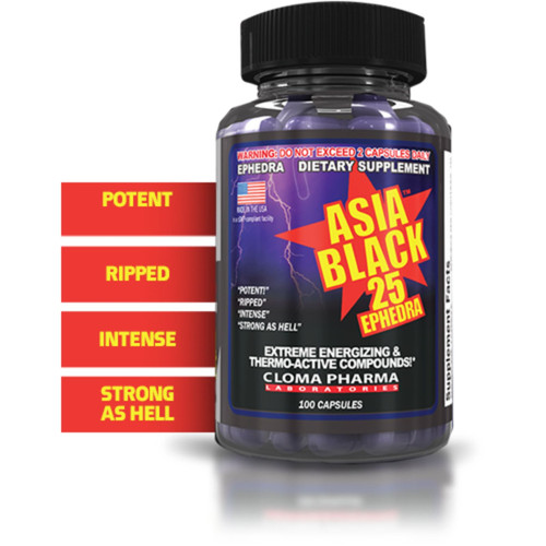 Cloma Pharma Asia Black 25 Ephedra 100 Capsules