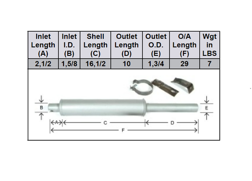Muffler Round Body Muffler fits Allis Chalmers Tractors: WD45, WD45D, D17->SN32000
