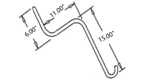 Rake Wheel Tine Right Hand .244 Dia  Wire 17-1/4" x 13" x 5-1/4"