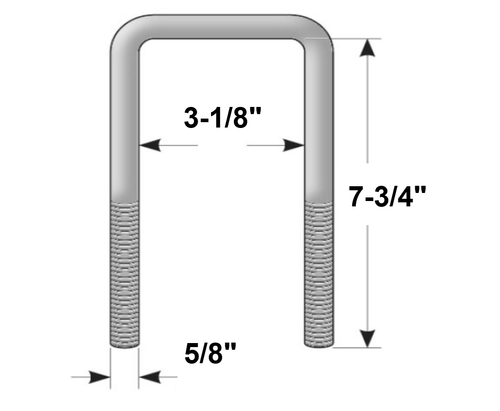U-Bolt 5/8" x 3-1/8" x 7-3/4" Square w/ Nuts