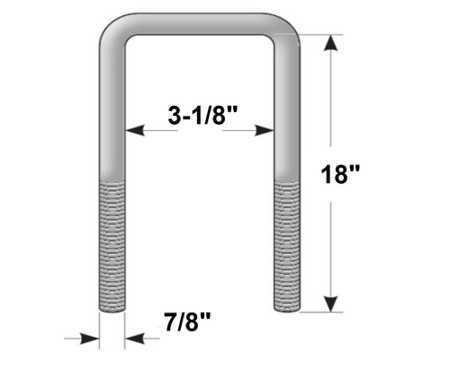 U-Bolt 3-7/8" x 3-1/8" x 18" Square w/ Nuts