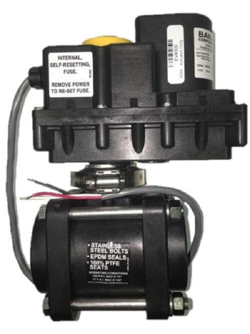 2" Banjo Electronic Poly 12VDC Standard Port Actuated Ball Valve 4 Bolt Design