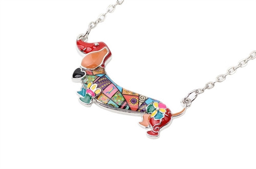 Enamel Dachshund Necklace