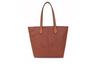 Women's BROWN shoulder tote handbag with Handle and Soft faux Leather | ladies shopper | L&S288-1