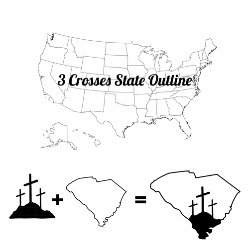 State Outline with 3 Crosses