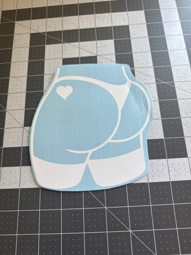 6x6" Booty with Heart - White