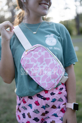 Pink Cow Print Crossbody Bag