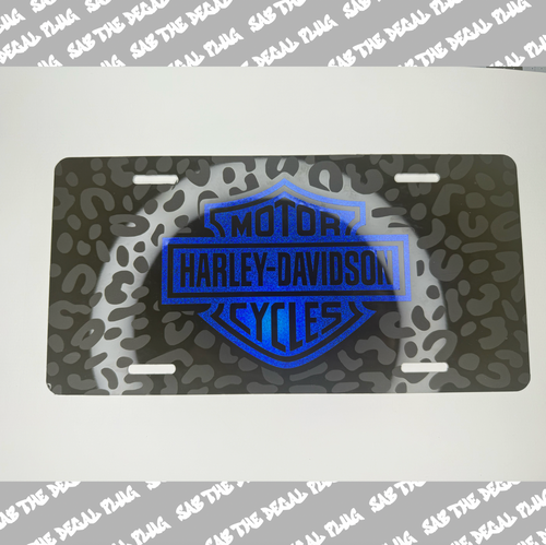 Cheetah Harley License Plate (Blue Flake) Cheetah Harley License Plate (Blue Flake)