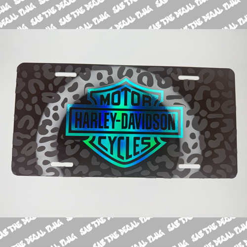 Cheetah Harley License Plate (Teal Holo) Cheetah Harley License Plate (Teal Holo)