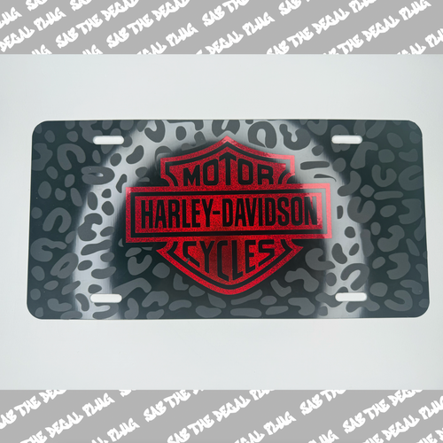Cheetah Harley License Plate (Red Flake) Cheetah Harley License Plate (Red Flake)