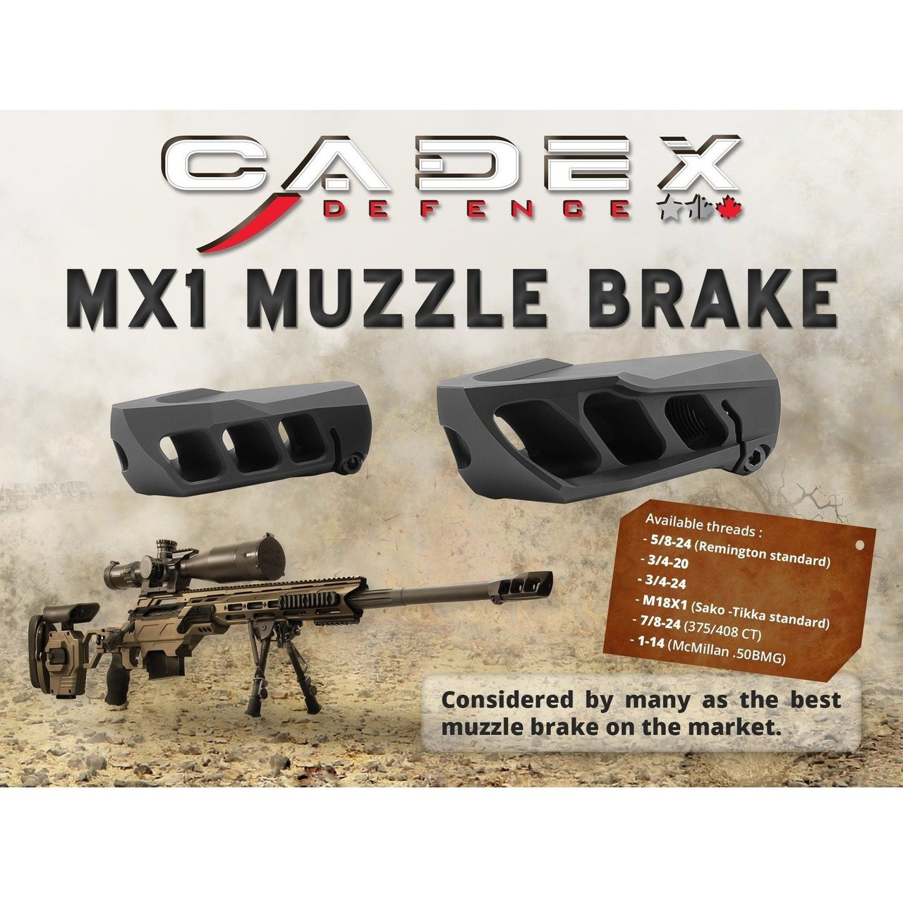 Cadex MX-1 Muzzle Brake for calibers up to .338 Lapua