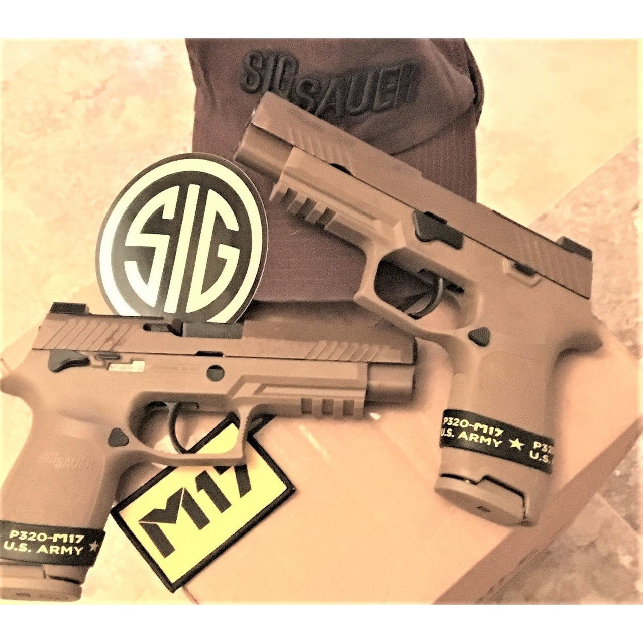 Sig Sauer P320 M17 9mm military pistol in black and in