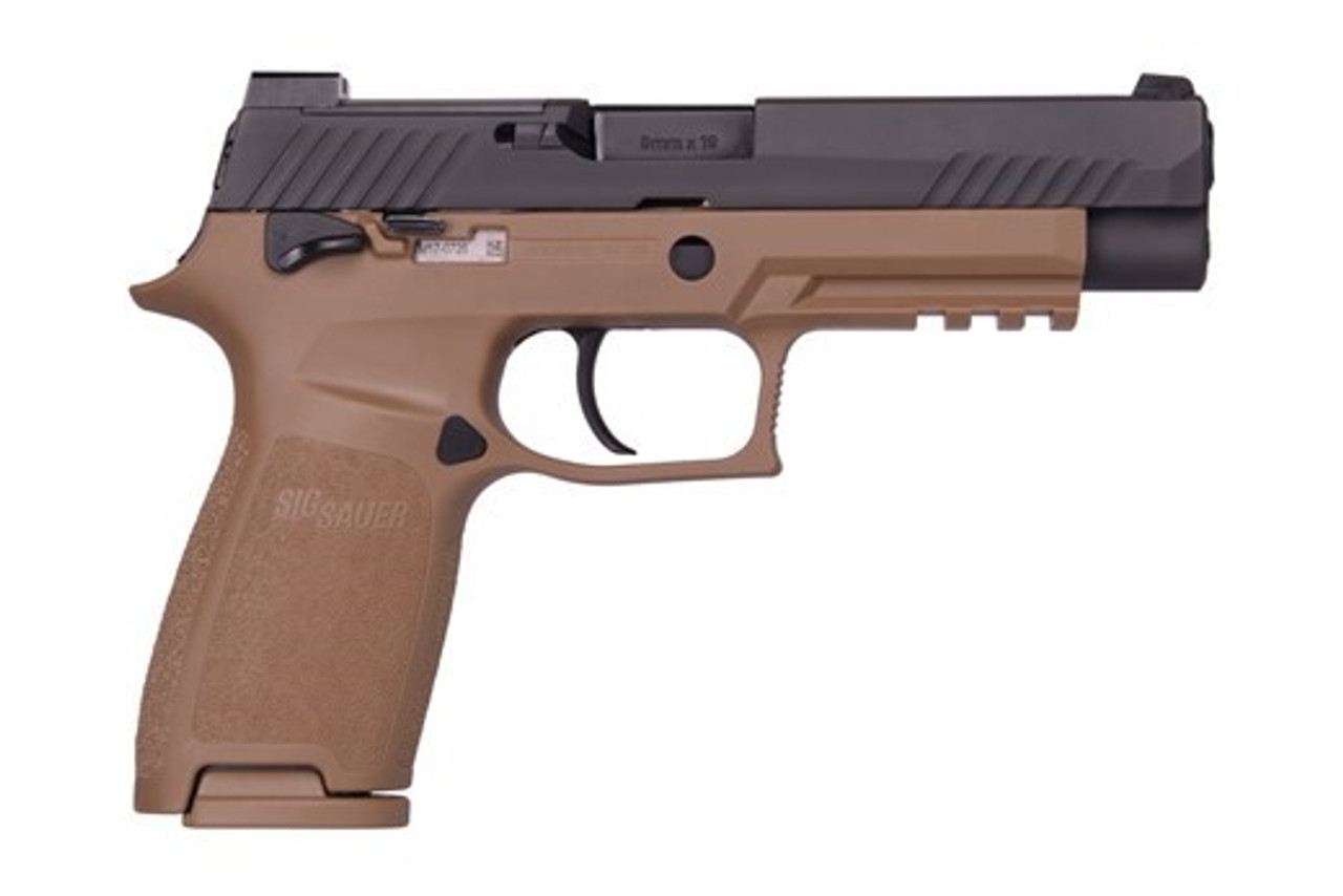 Sig Sauer P320 M17 9mm military pistol in black and in FDE