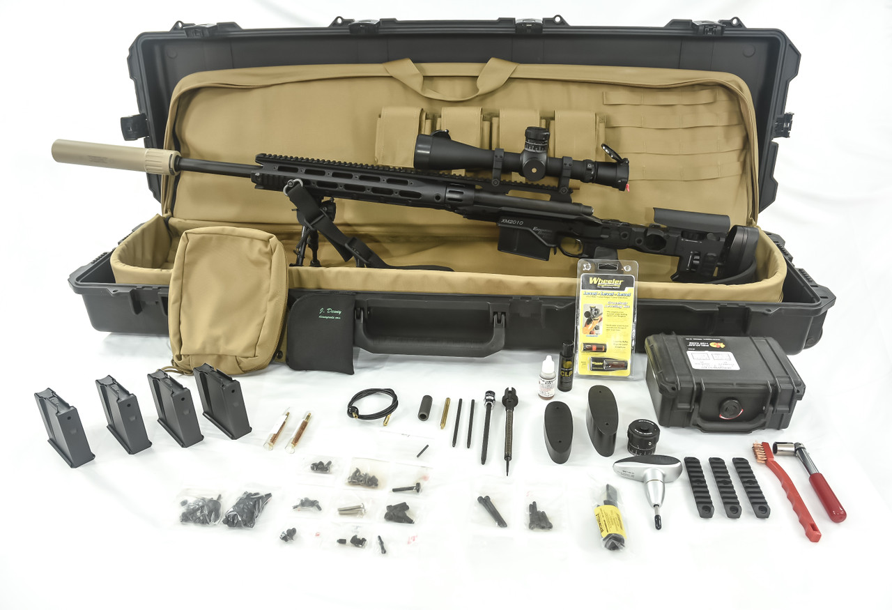 Remington M2010 Enhanced Sniper Rifle deployment kit laid out in its fitted hard case