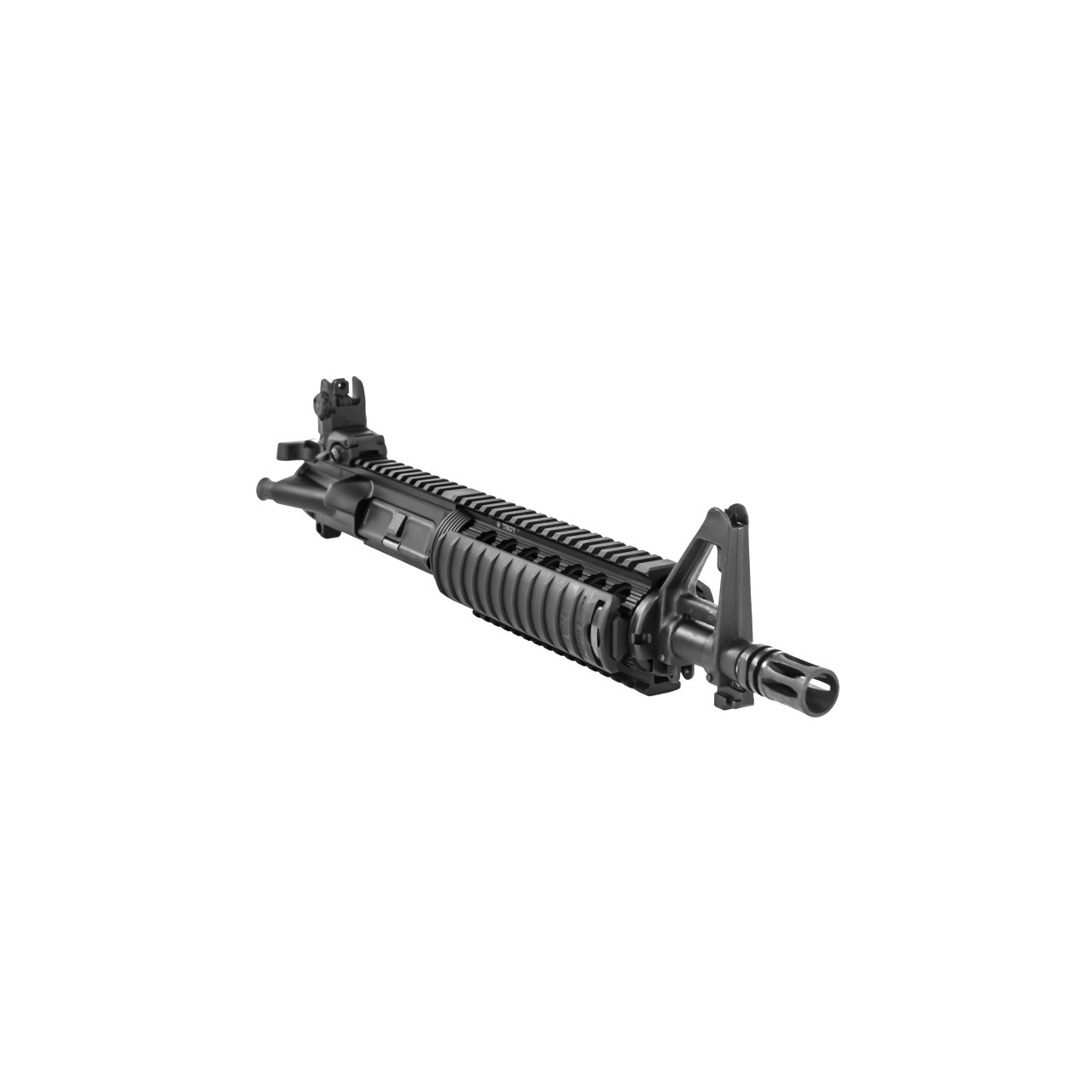 Charlie's Custom Clones Mk18 Mod 0 near-clone upper receiver — Colt 10.3 inch barrel, A-frame F-height front sight base, quad-rail handguard, mil-spec phosphate BCG, PRI Gas Buster charging handle.