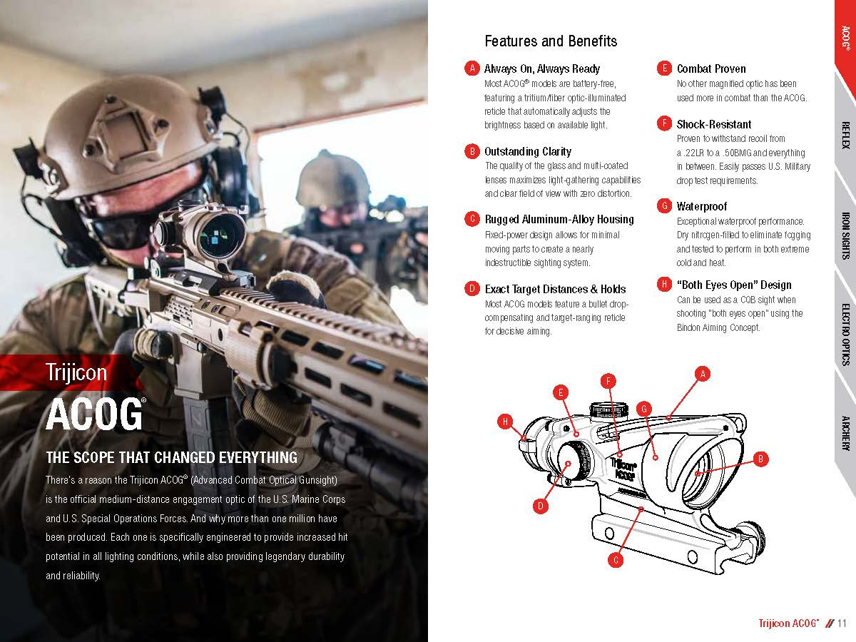 トリジコン Trijicon ACOG 米軍リアル刻印あり4倍スコープ