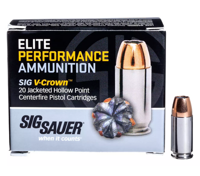 Sig 9MM, 115 gr, Elite V-Crown, JHP, box of 20 