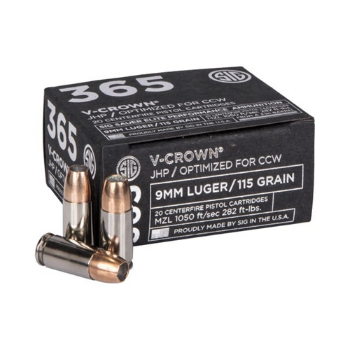 9MM, 115GR, ELITE V-CROWN, 365 JHP