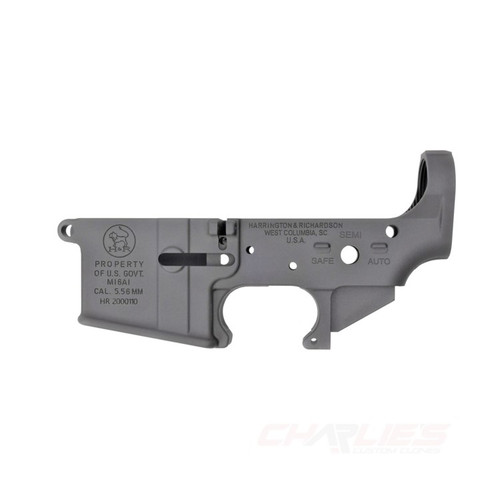 H&R Mk18 Engraved M16A1 Retro Lower Receiver - Anodized Gray, Stripped