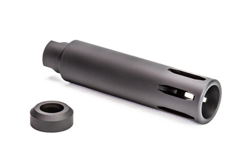 Griffin Armament XM Linear Compensator Gen 2 1/2X28 Retro XM177 Muzzle Device shown with optional grenade ring