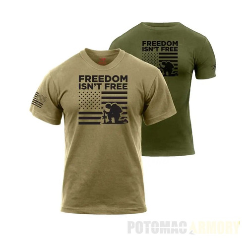 Freedom Isn't Free T-shirt in Coyote Tan and OD Green