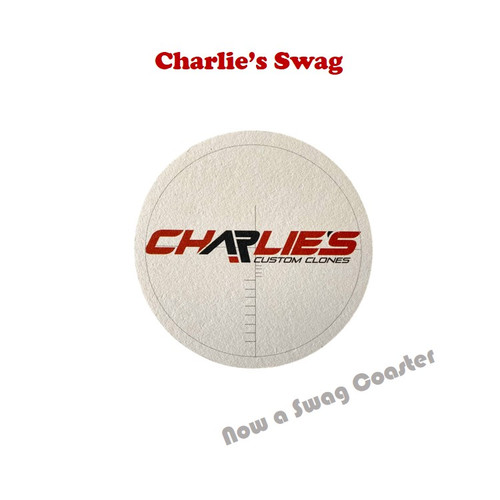 Charlie's Custom Clones drink coaster reticle logo