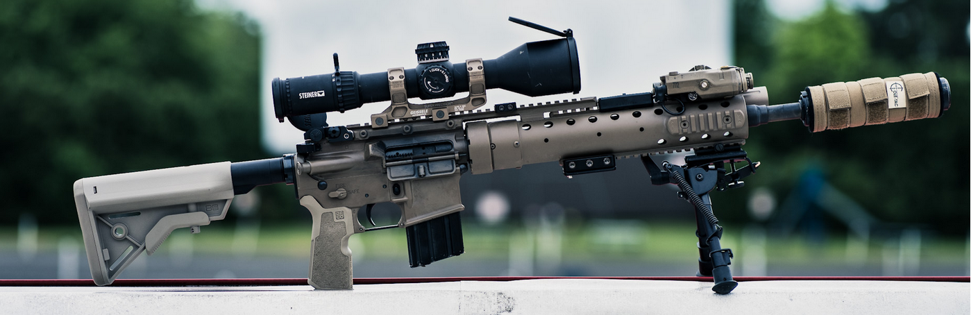 DFCO Kung Fu Grip on Mk12 style rifle - banner