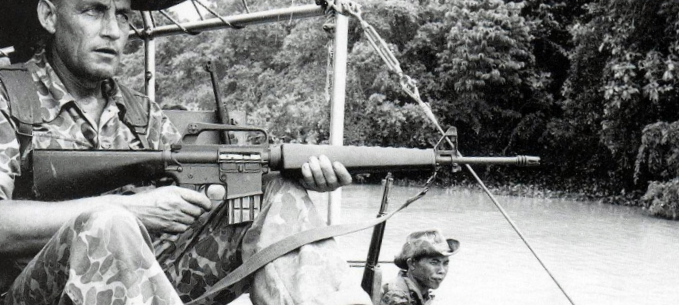 M16A1 on Mekong River