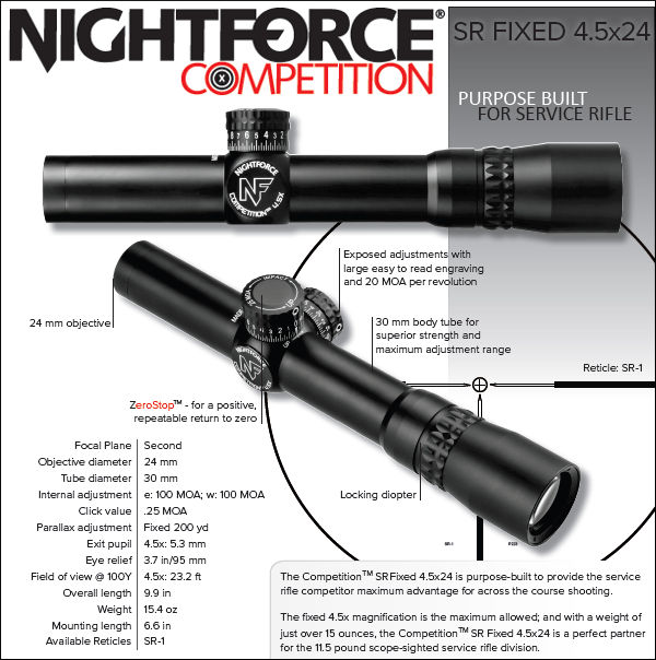 Nightforce Service Rifle fixed 4.5x scope product page